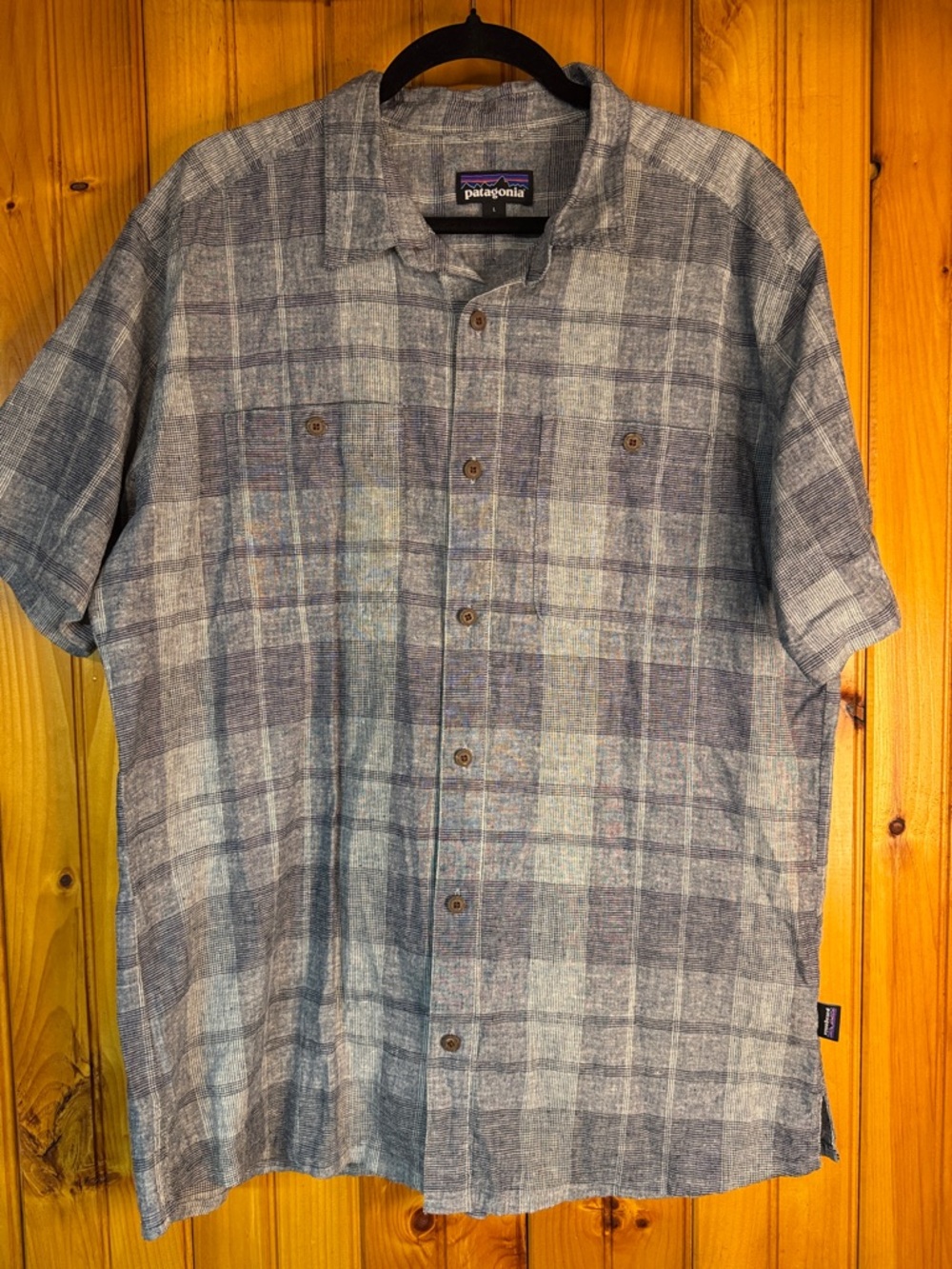 Patagonia Blue, Gray Short-Sleeve Button Down Shirt